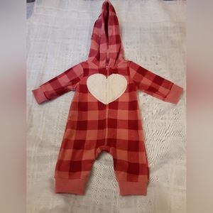 5/$25  Carters New Born Girl's Jumpsuit W/Hood Newborn Pink Plaid Ck Pattern